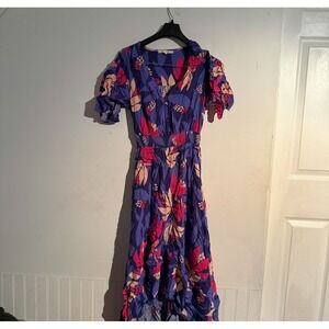 Anthropologie Abel The Label Small Dress Santa Cruz Purple Floral Dress Midi